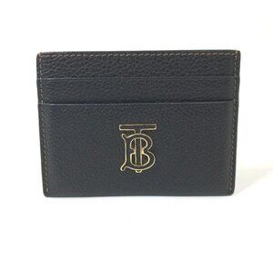BURBERRY TB Business Card Holder Pass Case Card Case Leather Black